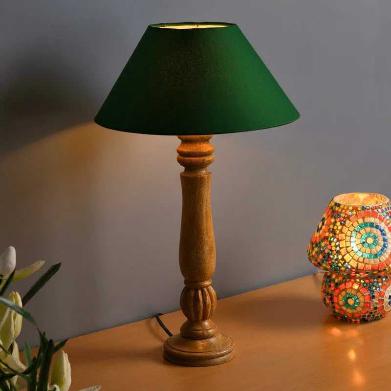 Rustic Elegance Fabric Table Lamp - Brown,Green media 1