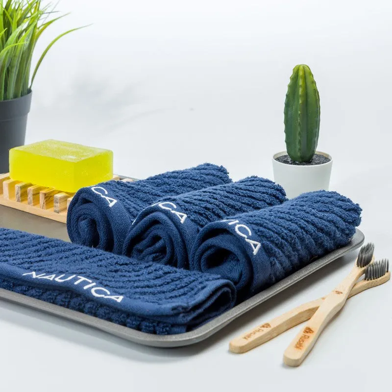 Nautica Dove Cotton Hand & Face Towel (Dark Blue) - Set Of Four media 3