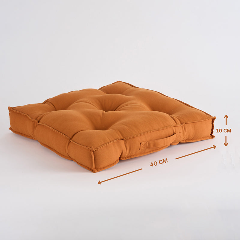 Cushflow Solid Cotton Floor Cushion (Brown) - Set Of Four image 9