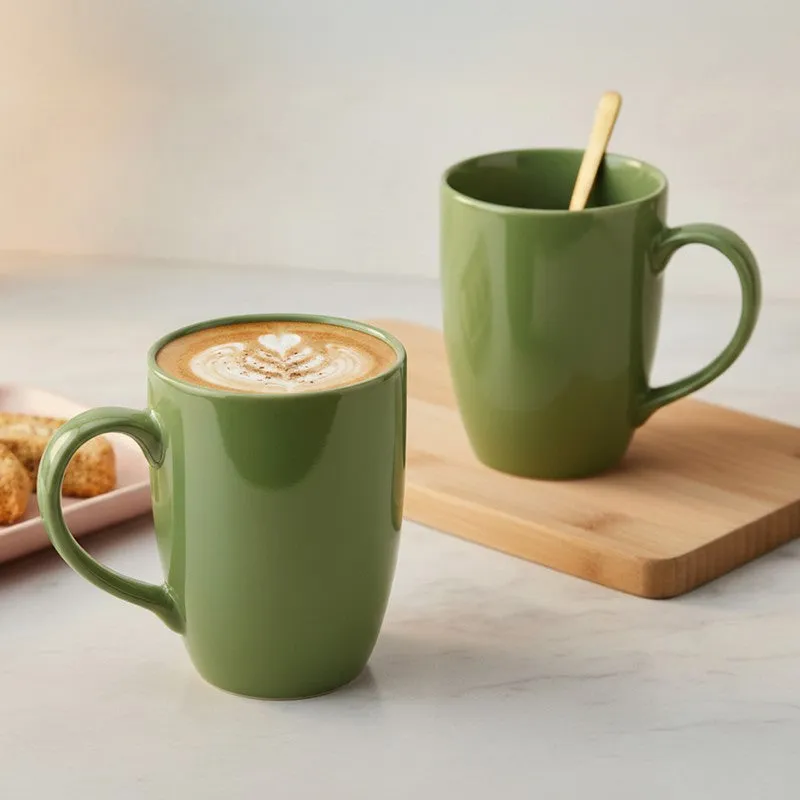 Kopi Ceramic Coffee Mug (Green/350 mL Each) - Set Of Two media 1