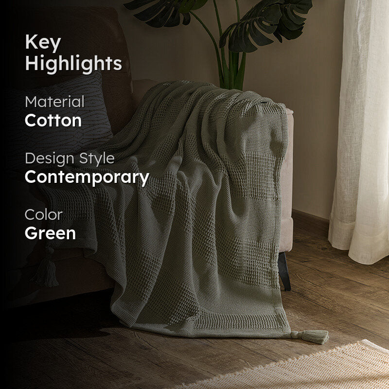 Cozyra Cotton Throw - Sage Green media 2