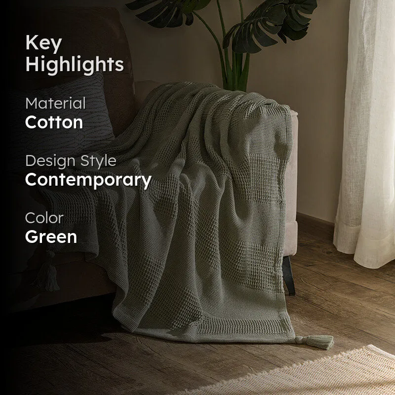 Cozyra Cotton Throw - Sage Green media 2