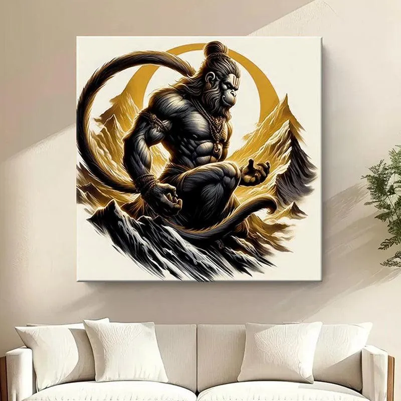 Vigorous Hanuman Wall Painting media 1