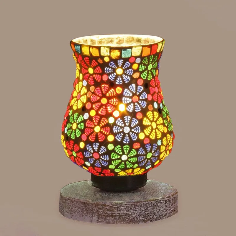 Flairion Mosaic Glass Table Lamp With Wooden Base - Multicolor media 7