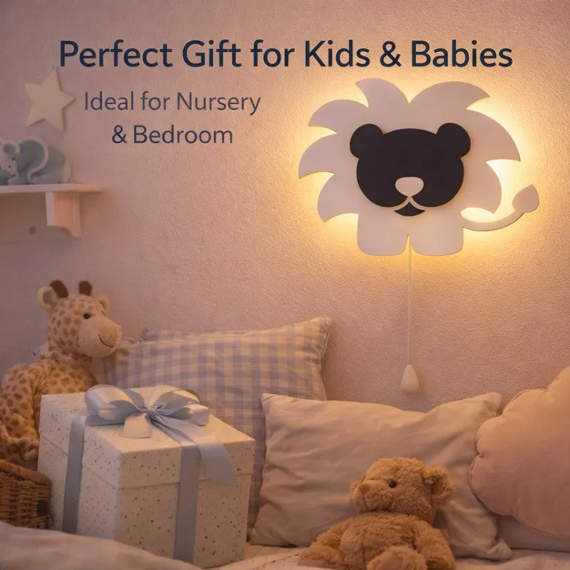 Silenor Lion Battery Operated MDF Wall Lamp - White media 8