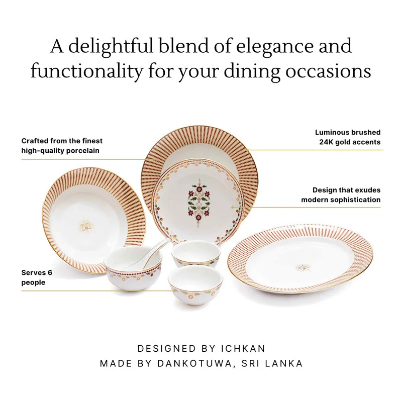 Gilded 24k Gold Brushed Porcelain Dinner Set - 33 Piece Set media 8