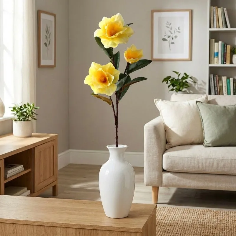 Floreva Magnolia Silicone Artificial Flower - Yellow media 1