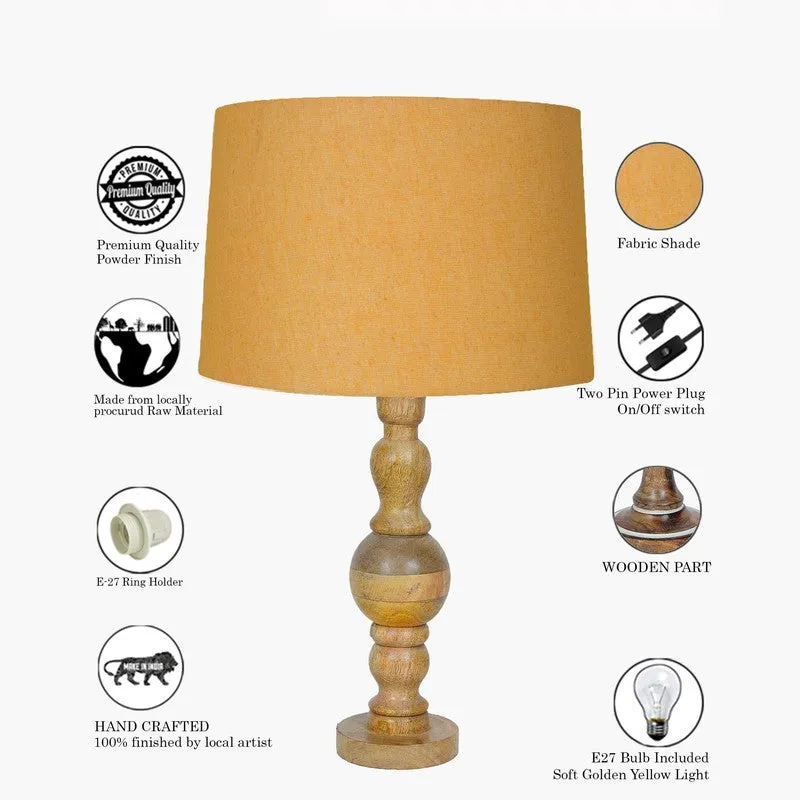 LumeElegance Wooden Table Lamp - Yellow,Brown media 6