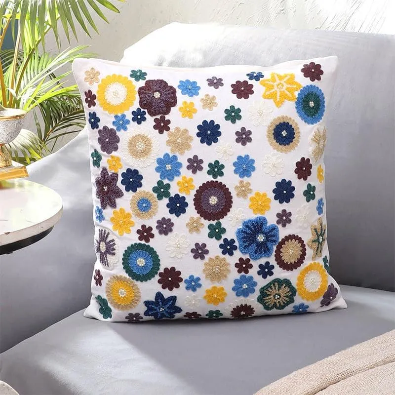 Floro Blast Cushion Cover - White media 1