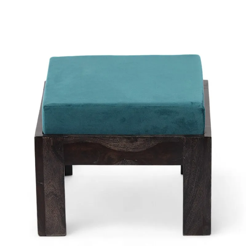 Evrino Sheesham Wooden Center Table with Stools and Cushions (Deep Brown,Blue) - Nine Piece Set media 6