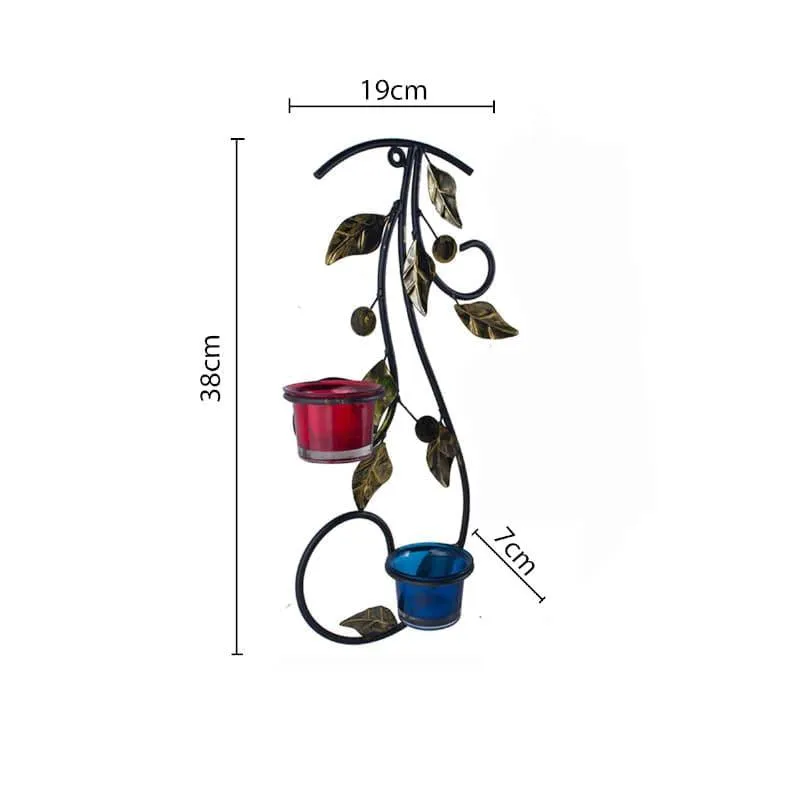 Leafy Vine Luminaire Candle Holder - Red & Blue media 4