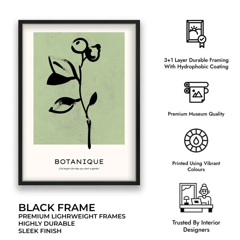 Floral Silhouette Canvas Wall Painting With Black Frame media 9