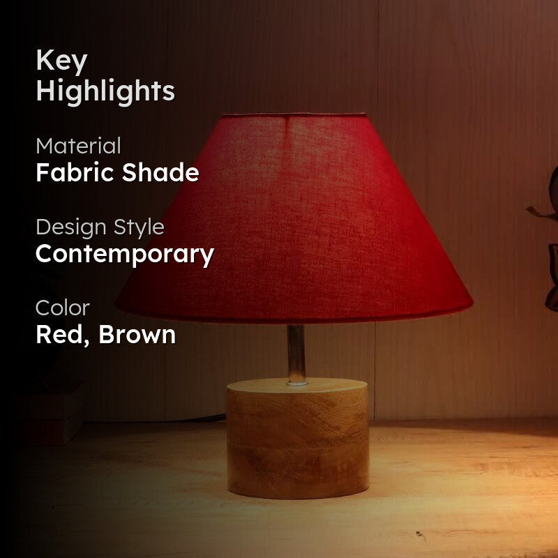Malta Fabric Table Lamp - Red,Brown media 2