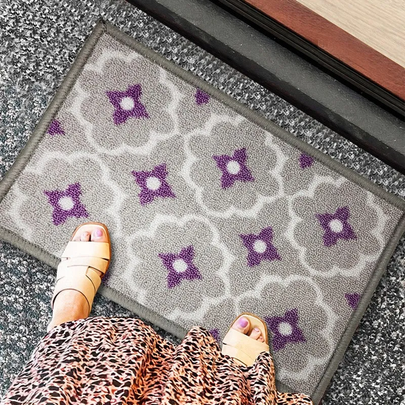 Eris Floral Nylon Door Mats - Purple,Grey media 3