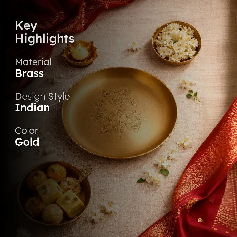Aurelia Bloom Brass Pooja Thali media 2