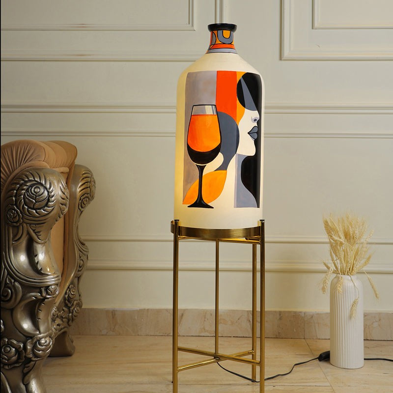 Drink'o Clock Hand Painted Glass Floor Lamp With Stand media 3