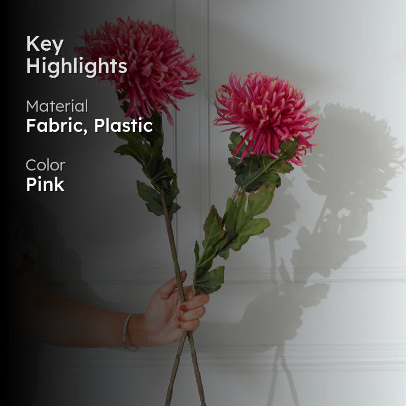 Faux Dark Pink Chrysanthemum Flower Stick (32 CM) - Set Of Two media 2