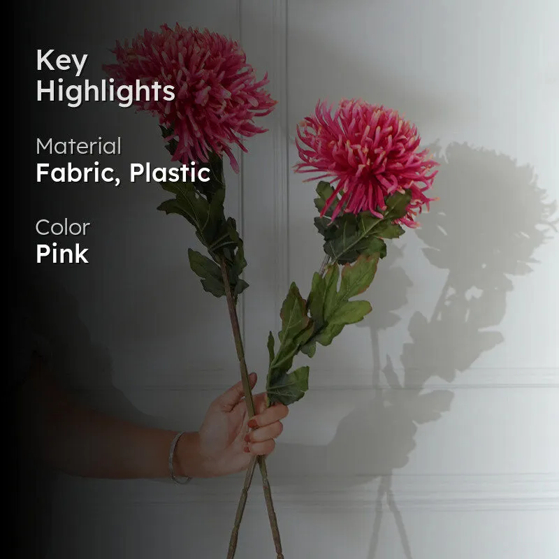Faux Dark Pink Chrysanthemum Flower Stick (32 CM) - Set Of Two media 2