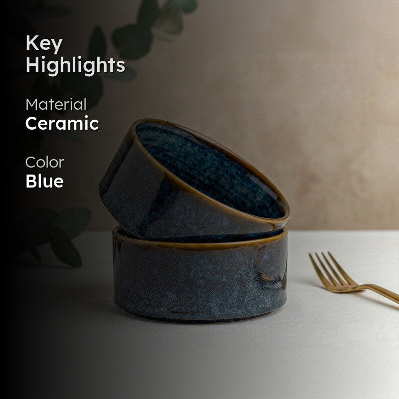 Whimsi Ceramic Soup Bowls (280 mL,Blue) - Set Of Two media 2