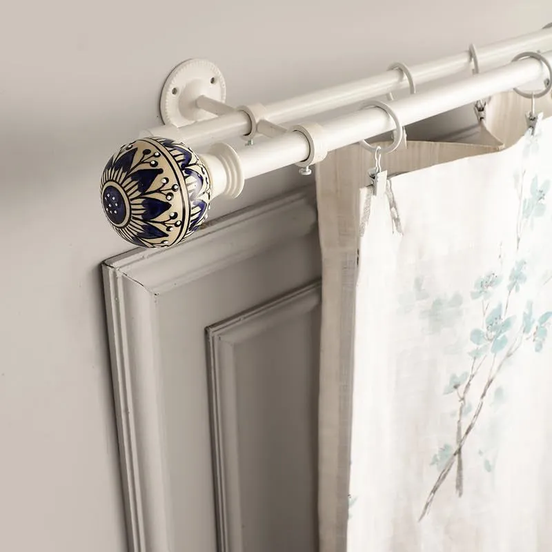 Cirrus Duo Extendable 1" Double Curtain Rods With Round Finial & Brackets media 1