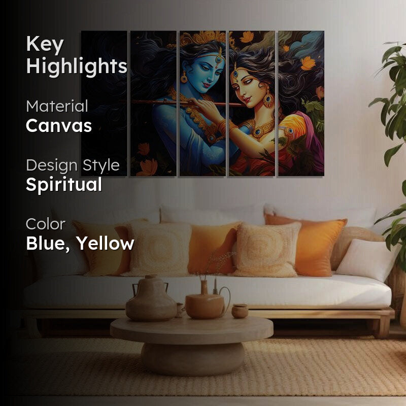 Krishna Radha Wall Painting - Set Of Five media 2