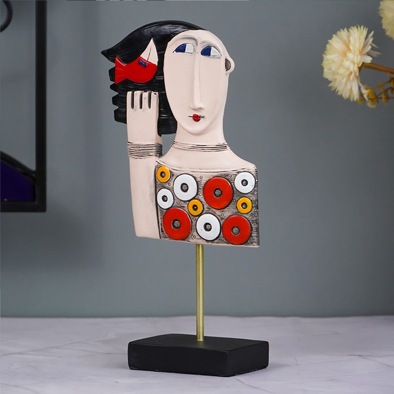 Modern Art Face Sculpture Showpieces -Multicolor media 4