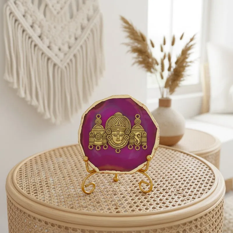Mahalakshmi Agate Showpiece With Stand - Magenta media 4