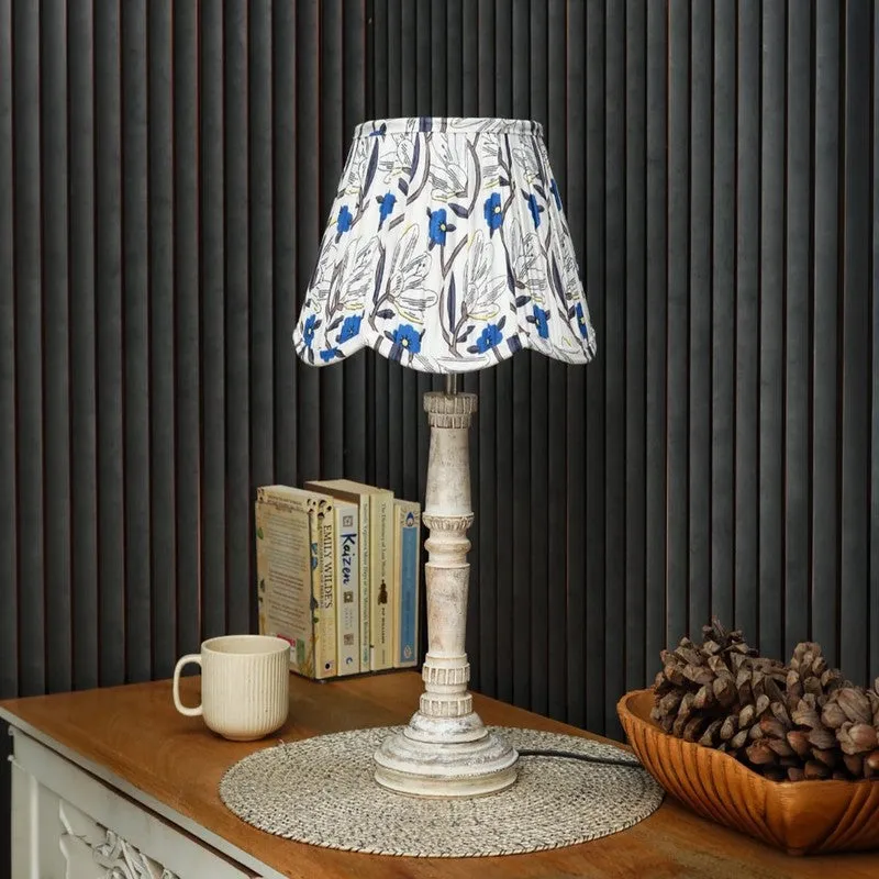 Petalfall Wooden Base Cotton Table Lamp - Multicolor media 3