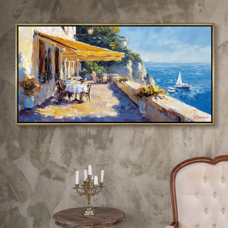 Cliffside Calm Canvas Wall Painting With Frame