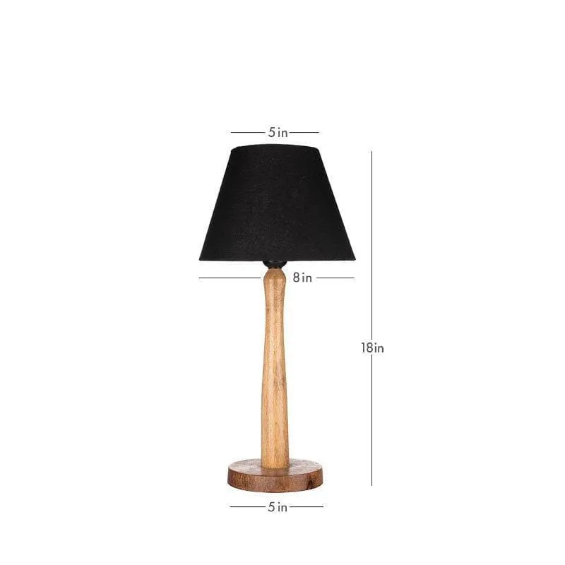 Classic Chic With Wooden Stand Fabric Table Lamp - Black,Brown media 5