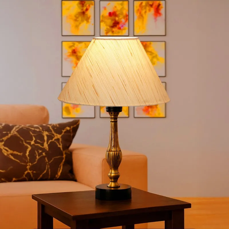 Aurelo Arvo Wooden Table Lamp - Ivory media 3