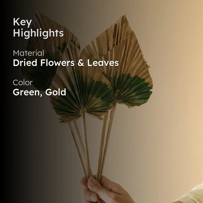 Dried Dual Tone Palm Leaf (Golden Green) - Set Of Five media 2