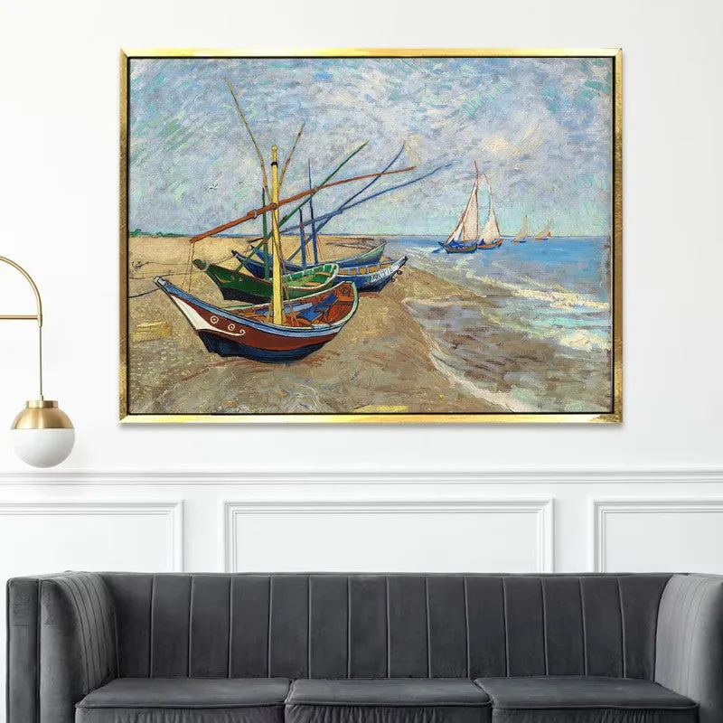 Seaside Mooring Canvas Wall Painting With Frame media 5
