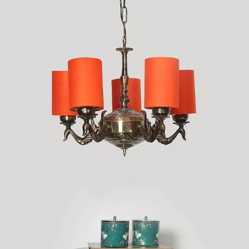 Crosso Cylindrical Golden Antique Ceiling Lamp media 2
