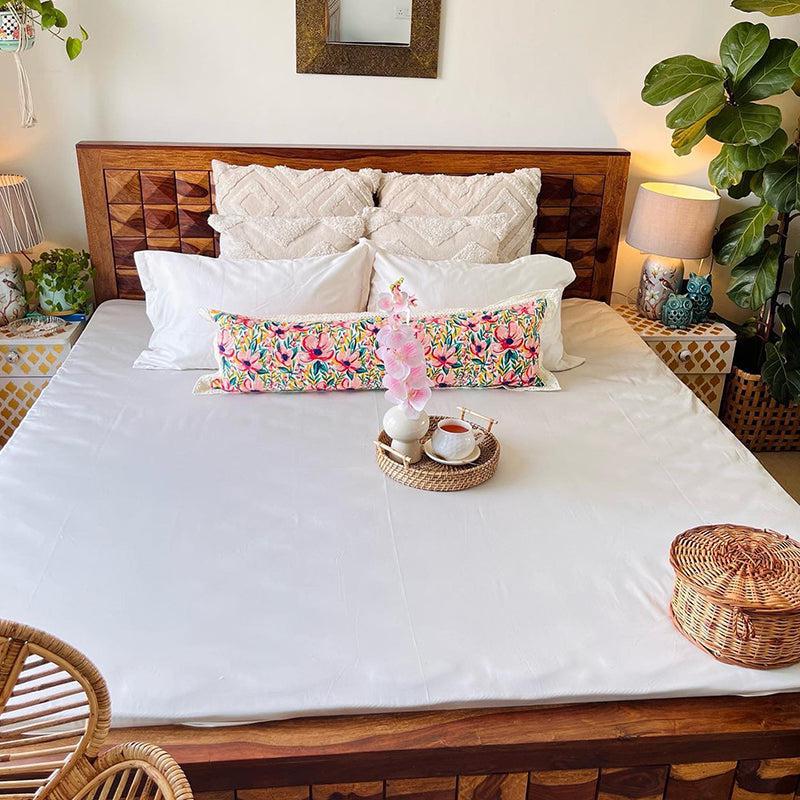 Caressence Solid Cotton Bedsheet (White) - 300 TC media 4