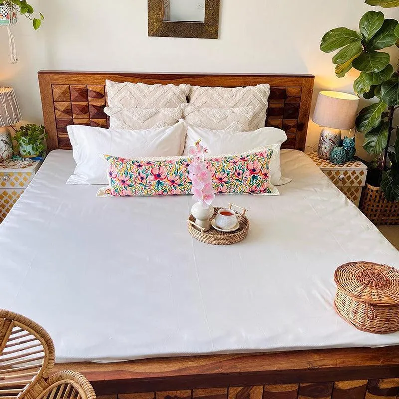 Caressence Solid Cotton Bedsheet (White) - 300 TC media 4