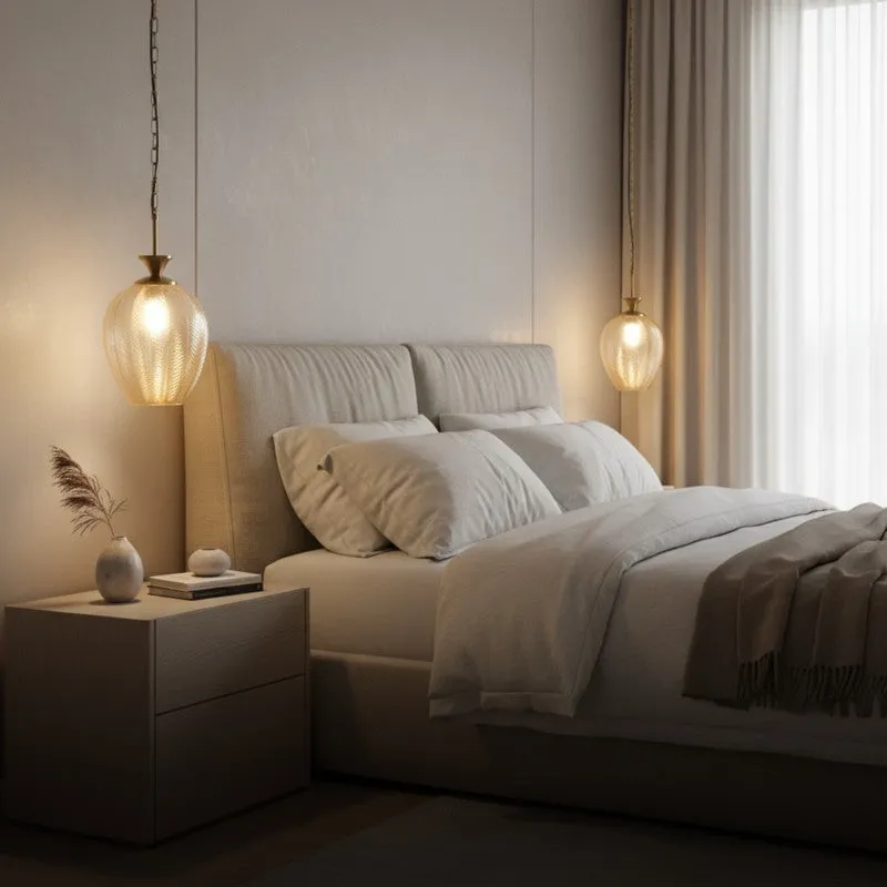 Antum Glass & Iron Ceiling Lamp With  Base - Gold media 5