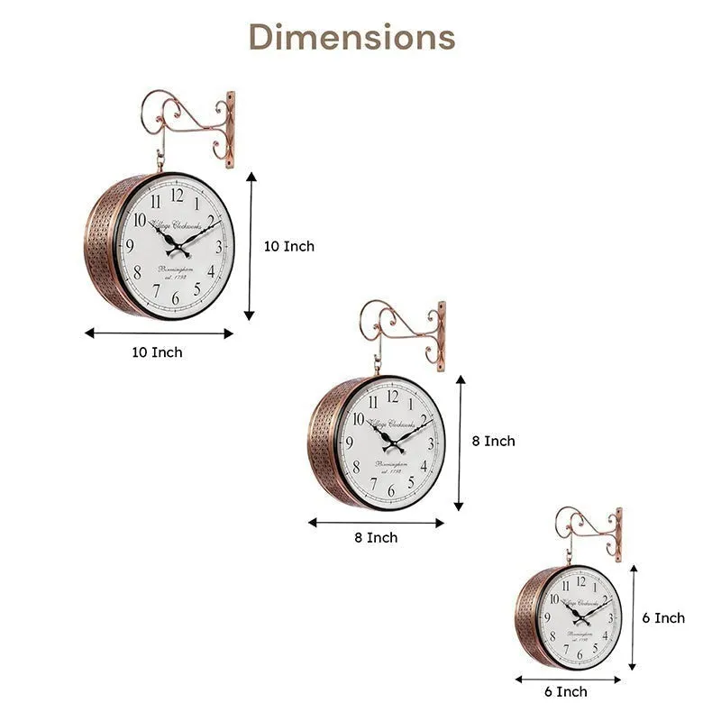 Platform Precision Double - Sided Vintage Wall Clock - Copper media 10