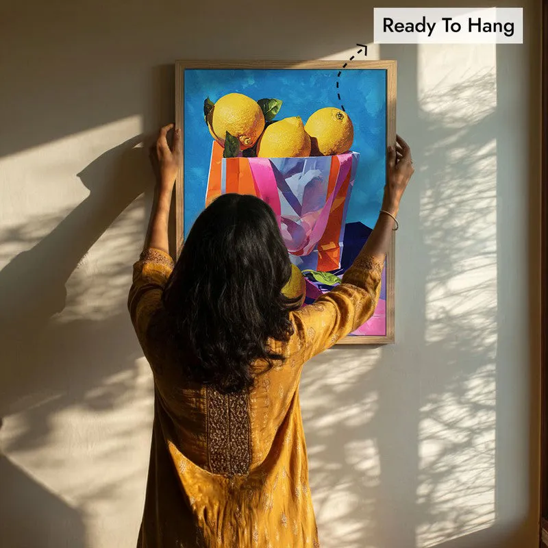 Citrus Tote Canvas Wall Painting - Brown Frame media 8