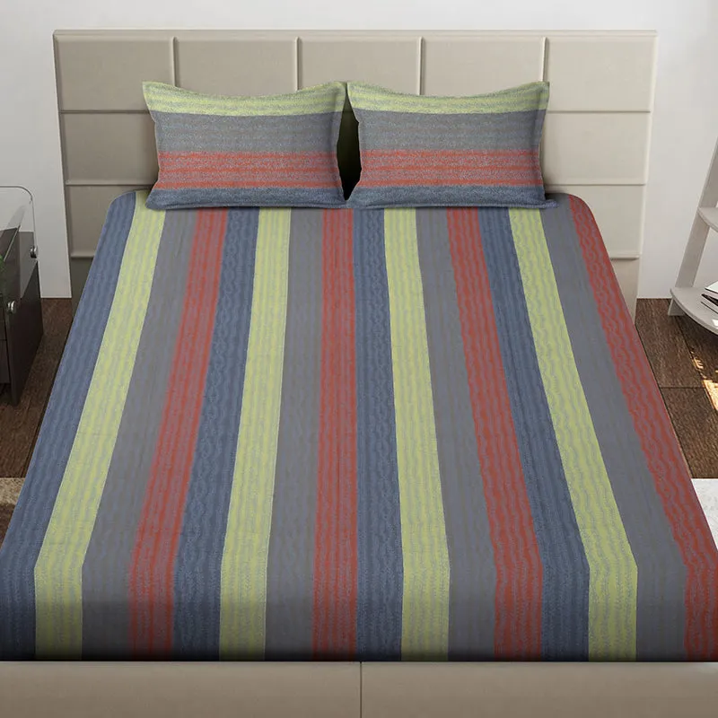 Uptown Stripes Geometric Bedsheet - 130 GSM media 3