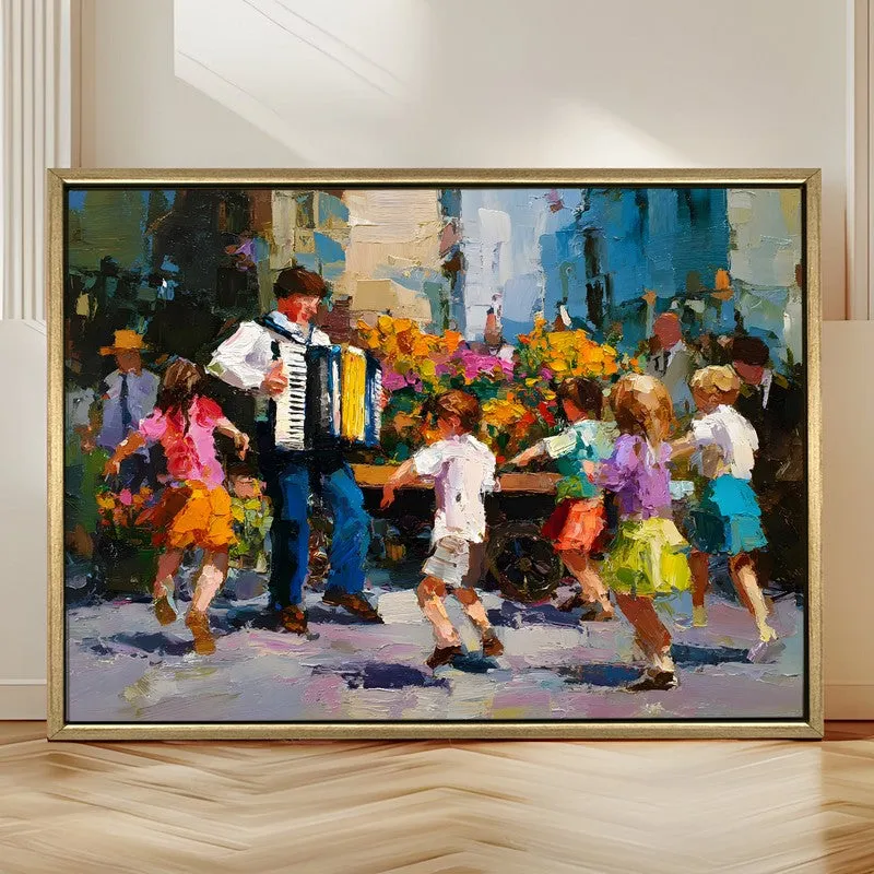 Joyful Market Canvas Wall Painting With Frame media 4
