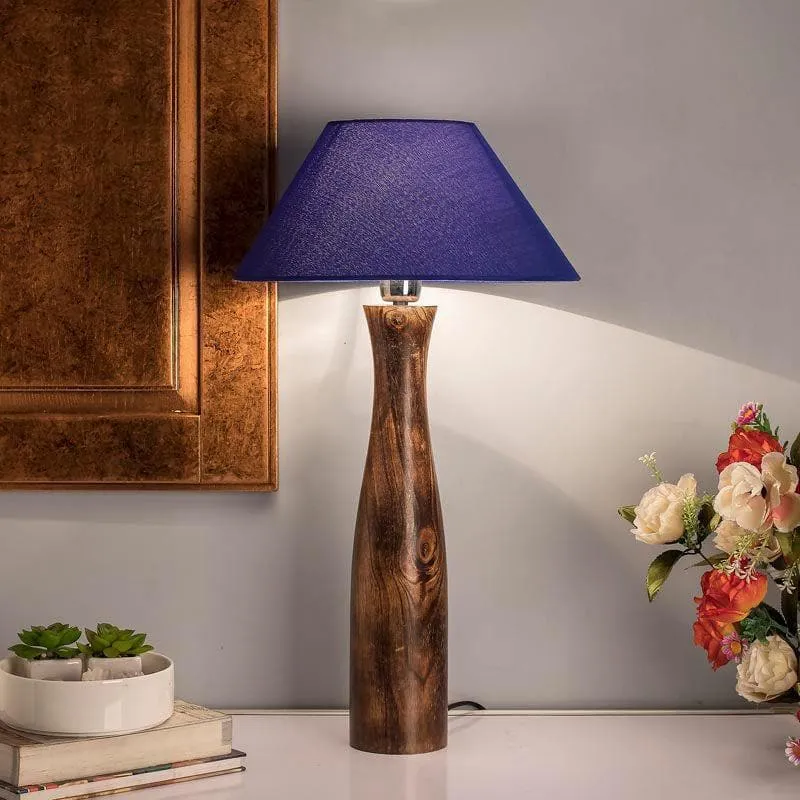 Harmony Glimpse Fabric Table Lamp With Conical Shade - Blue,Brown media 1