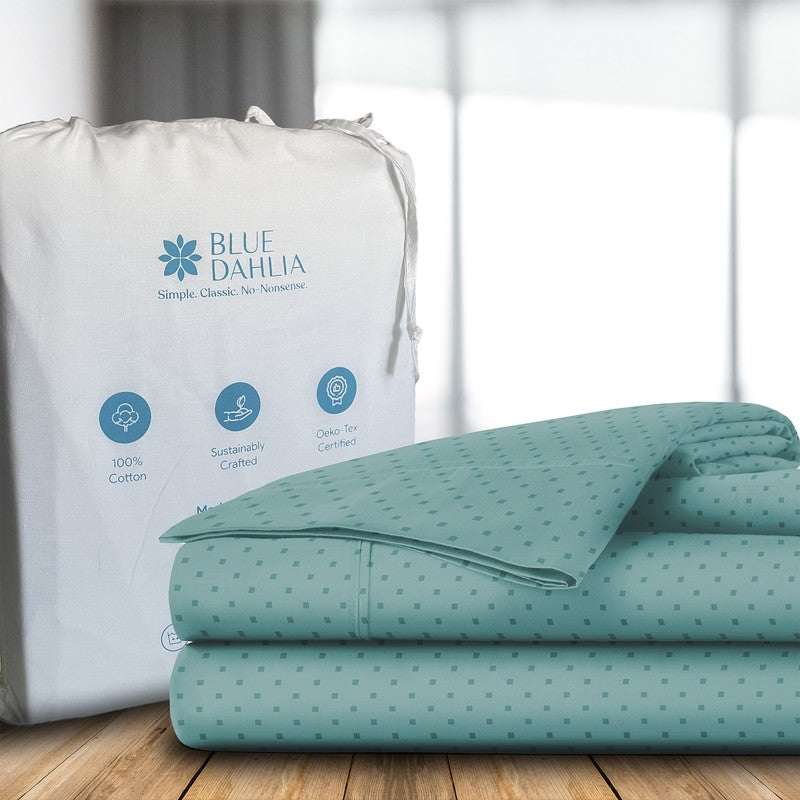 Azva Swiss Dot Cotton Bedsheet (Aqua) - 300 TC media 5