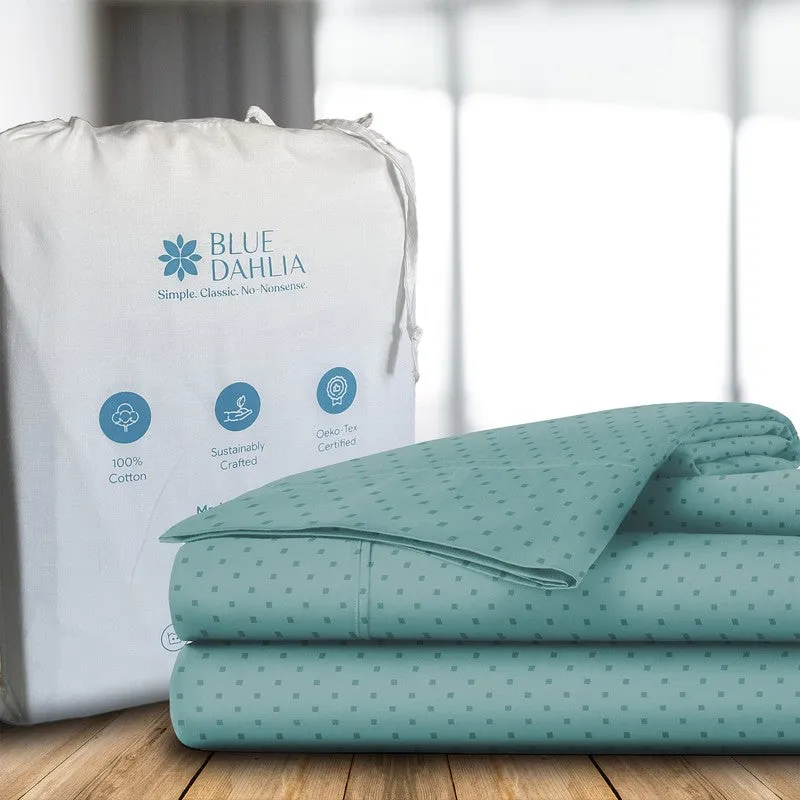 Azva Swiss Dot Cotton Bedsheet (Aqua) - 300 TC media 5