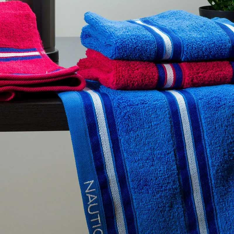 Nautica Dove Dual Down Cotton Hand Towel (Blue & Red) - Set Of Four media 4