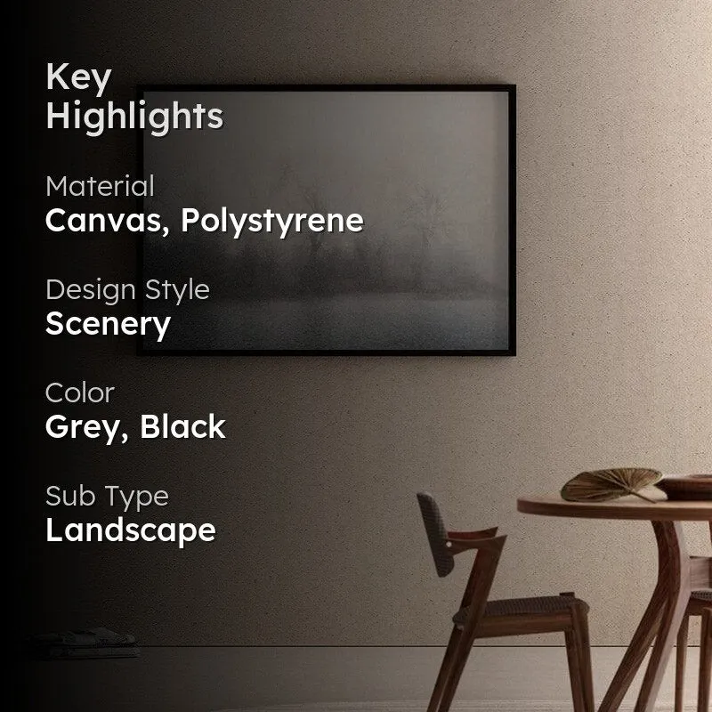 Misty Mood Landscape Wall Painting -Black & Grey media 2