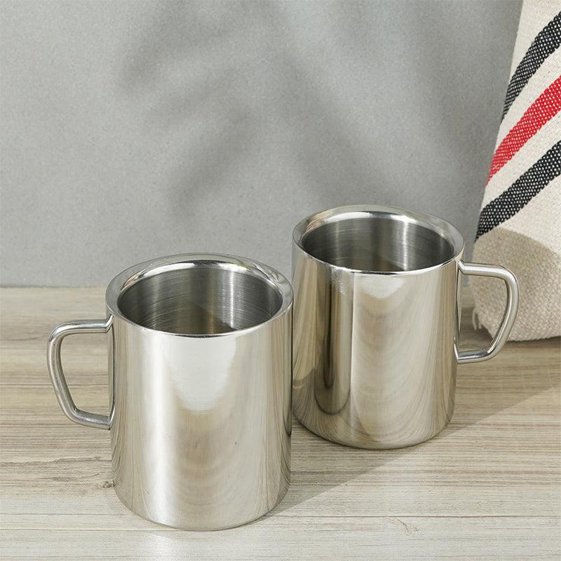 Deeva Stainless Steel Coffee Mug (250 mL Each) - Set of Two