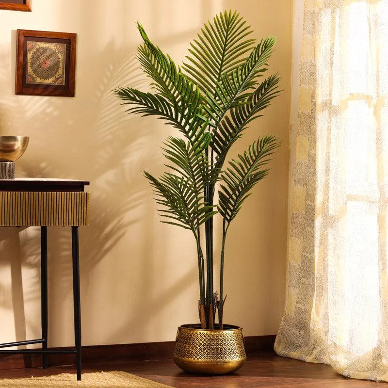 Artificial Realistic Areca Palm Plant With Black Plastic Pot - 4.9 Feet media 1
