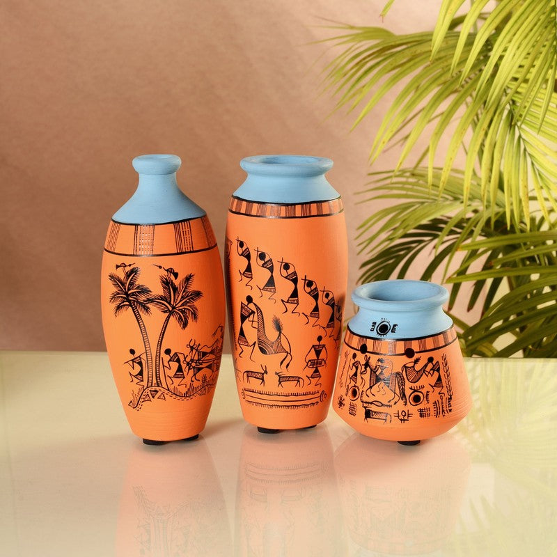 Florona Orange Vase - Set Of Three