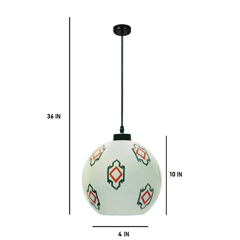 Summer Specks Hand Painted Glass Moon Ceiling Lamp media 6